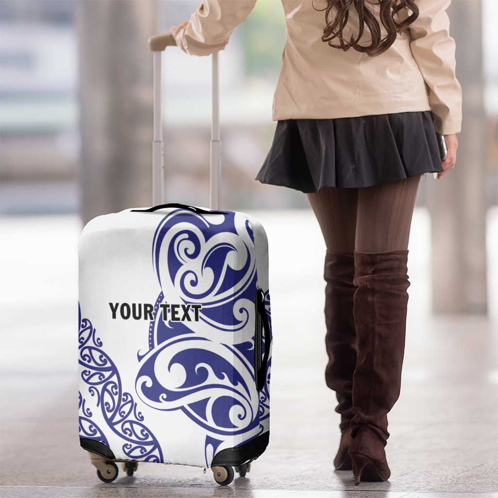 All White Maori Tribal Tattoo Personalised Luggage Cover Dark Blue Polynesian Style - Polynesian Pride