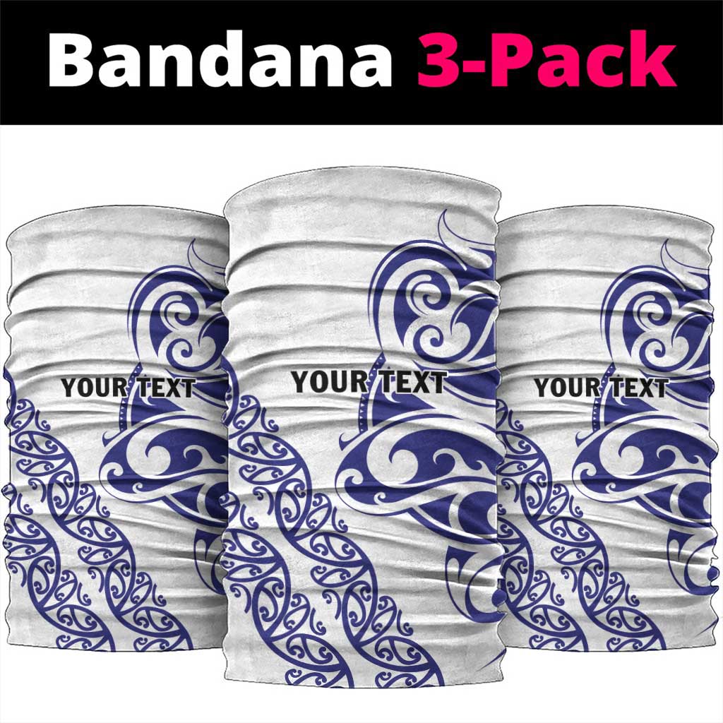 All White Maori Tribal Tattoo Personalised Neck Gaiter Dark Blue Polynesian Style LT9