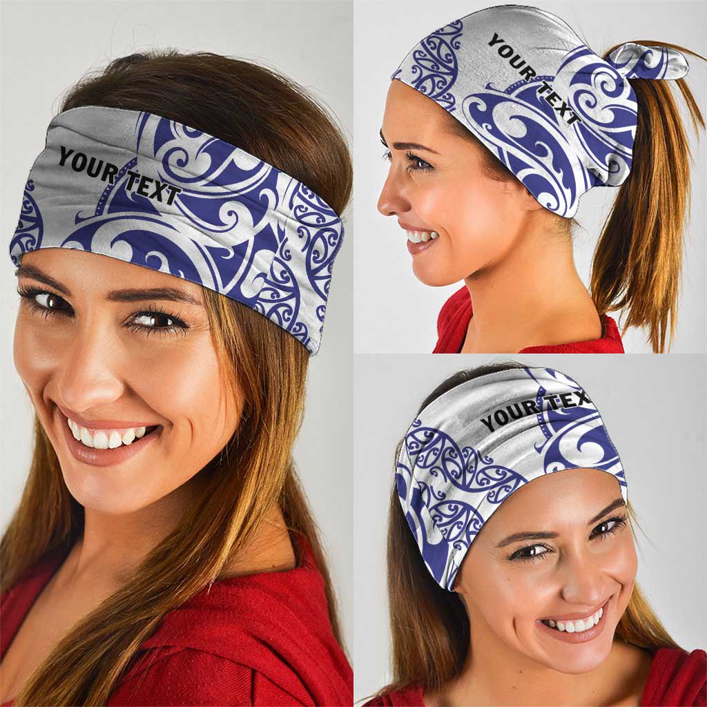 All White Maori Tribal Tattoo Personalised Neck Gaiter Dark Blue Polynesian Style LT9