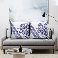 All White Maori Tribal Tattoo Personalised Pillow Cover Dark Blue Polynesian Style - Polynesian Pride