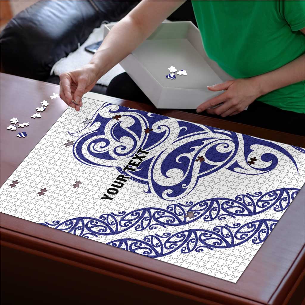 All White Maori Tribal Tattoo Personalised Puzzle Dark Blue Polynesian Style LT9 - Polynesian Pride