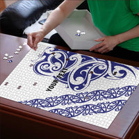 All White Maori Tribal Tattoo Personalised Puzzle Dark Blue Polynesian Style LT9 - Polynesian Pride