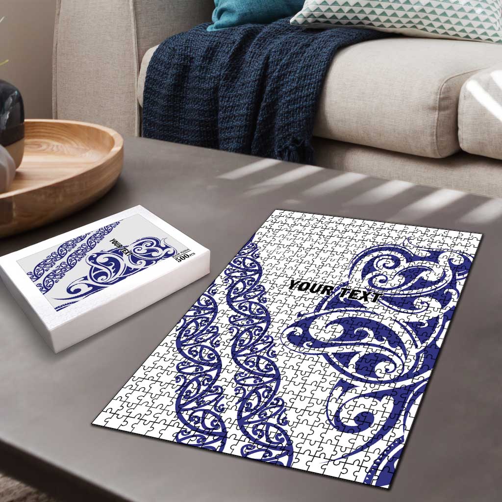 All White Maori Tribal Tattoo Personalised Puzzle Dark Blue Polynesian Style LT9 - Polynesian Pride