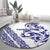 All White Maori Tribal Tattoo Personalised Round Carpet Dark Blue Polynesian Style - Polynesian Pride
