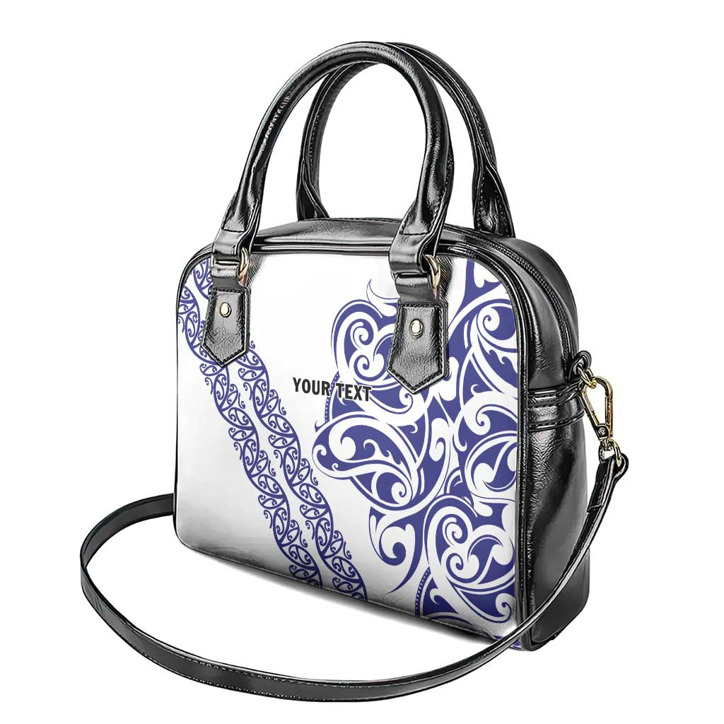 All White Maori Tribal Tattoo Personalised Shoulder Handbag Dark Blue Polynesian Style - Polynesian Pride