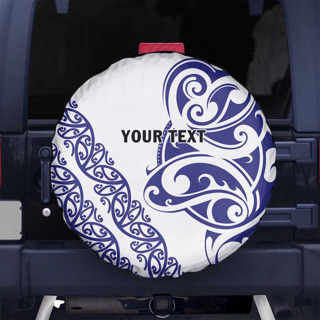 All White Maori Tribal Tattoo Personalised Spare Tire Cover Dark Blue Polynesian Style LT9 No hole Blue - Polynesian Pride