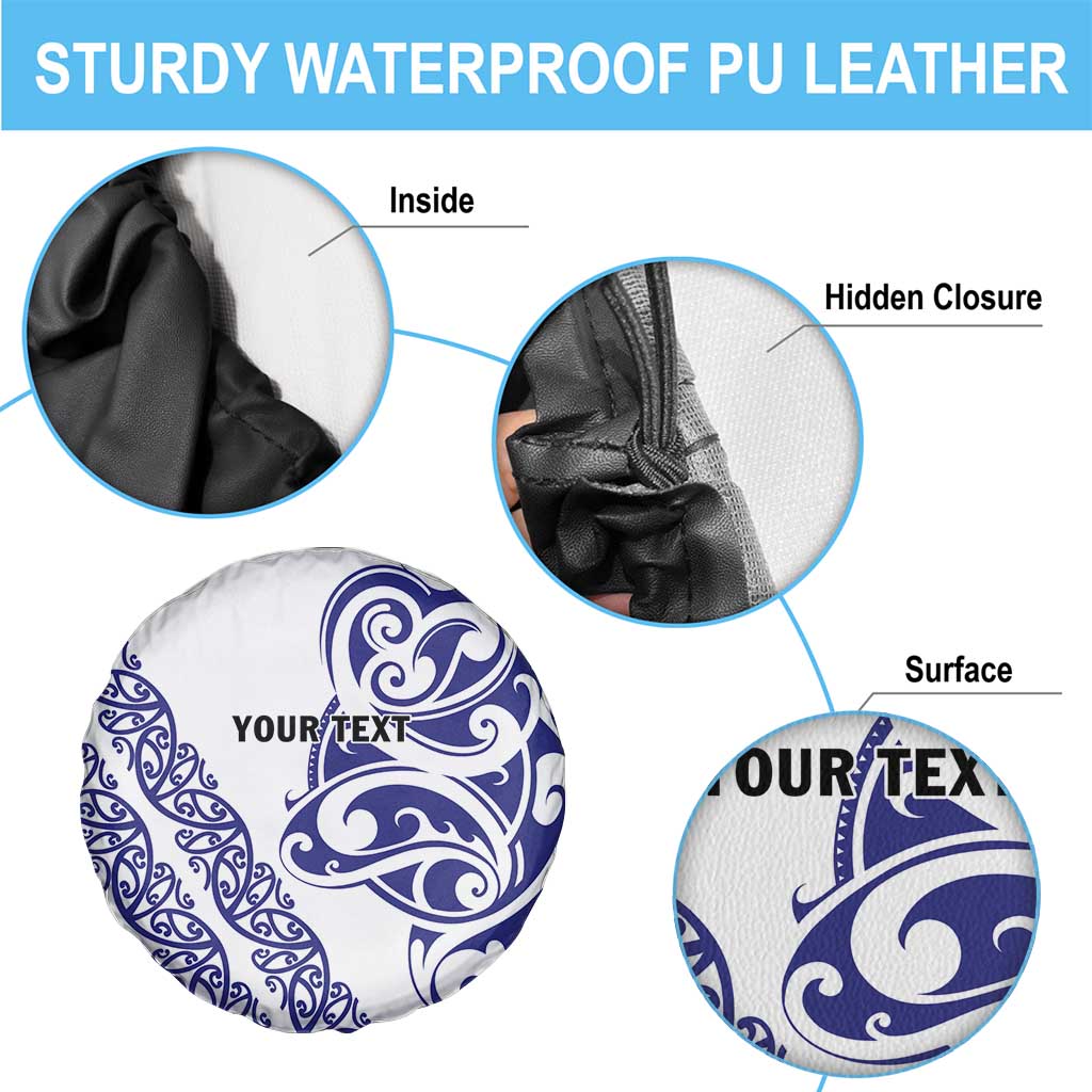 All White Maori Tribal Tattoo Personalised Spare Tire Cover Dark Blue Polynesian Style LT9 - Polynesian Pride