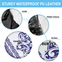 All White Maori Tribal Tattoo Personalised Spare Tire Cover Dark Blue Polynesian Style LT9 - Polynesian Pride