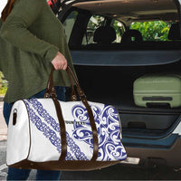 All White Maori Tribal Tattoo Personalised Travel Bag Dark Blue Polynesian Style - Polynesian Pride