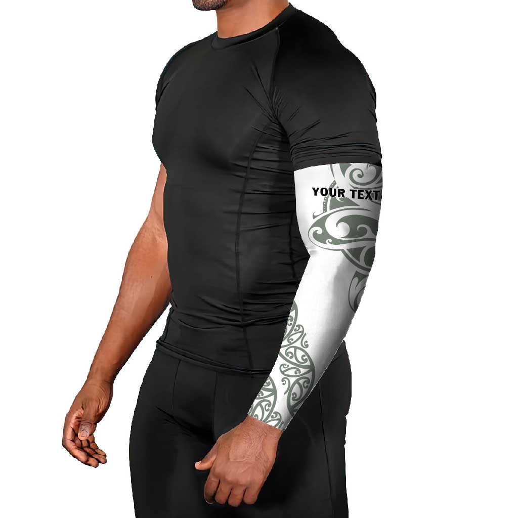 All White Maori Tribal Tattoo Personalised Arm Sleeves Moss Green Polynesian Style - Polynesian Pride