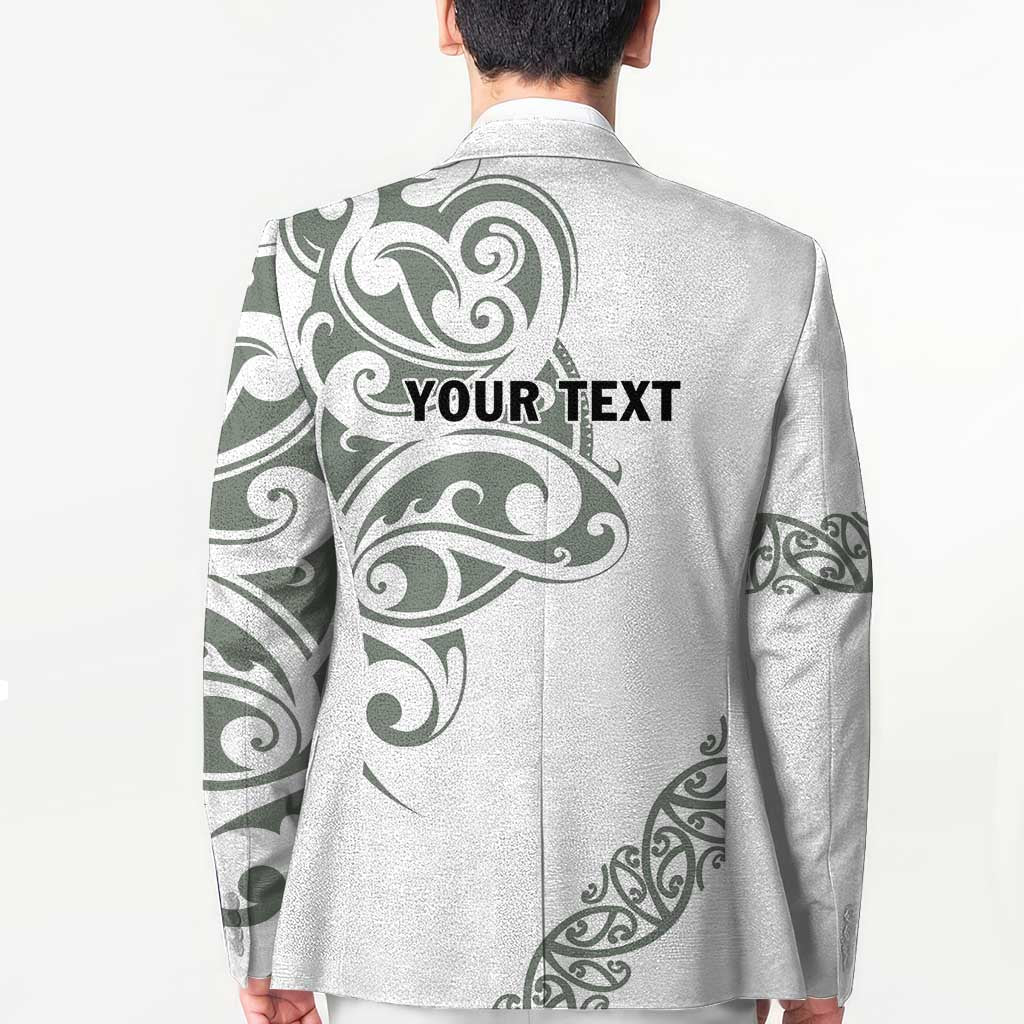 All White Maori Tribal Tattoo Personalised Blazer Moss Green Polynesian Style - Polynesian Pride