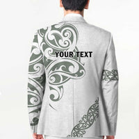 All White Maori Tribal Tattoo Personalised Blazer Moss Green Polynesian Style - Polynesian Pride