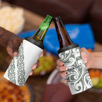 All White Maori Tribal Tattoo Personalised 4 in 1 Can Cooler Tumbler Moss Green Polynesian Style - Polynesian Pride