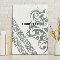All White Maori Tribal Tattoo Personalised Canvas Wall Art Moss Green Polynesian Style - Polynesian Pride