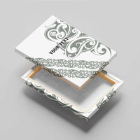 All White Maori Tribal Tattoo Personalised Canvas Wall Art Moss Green Polynesian Style - Polynesian Pride