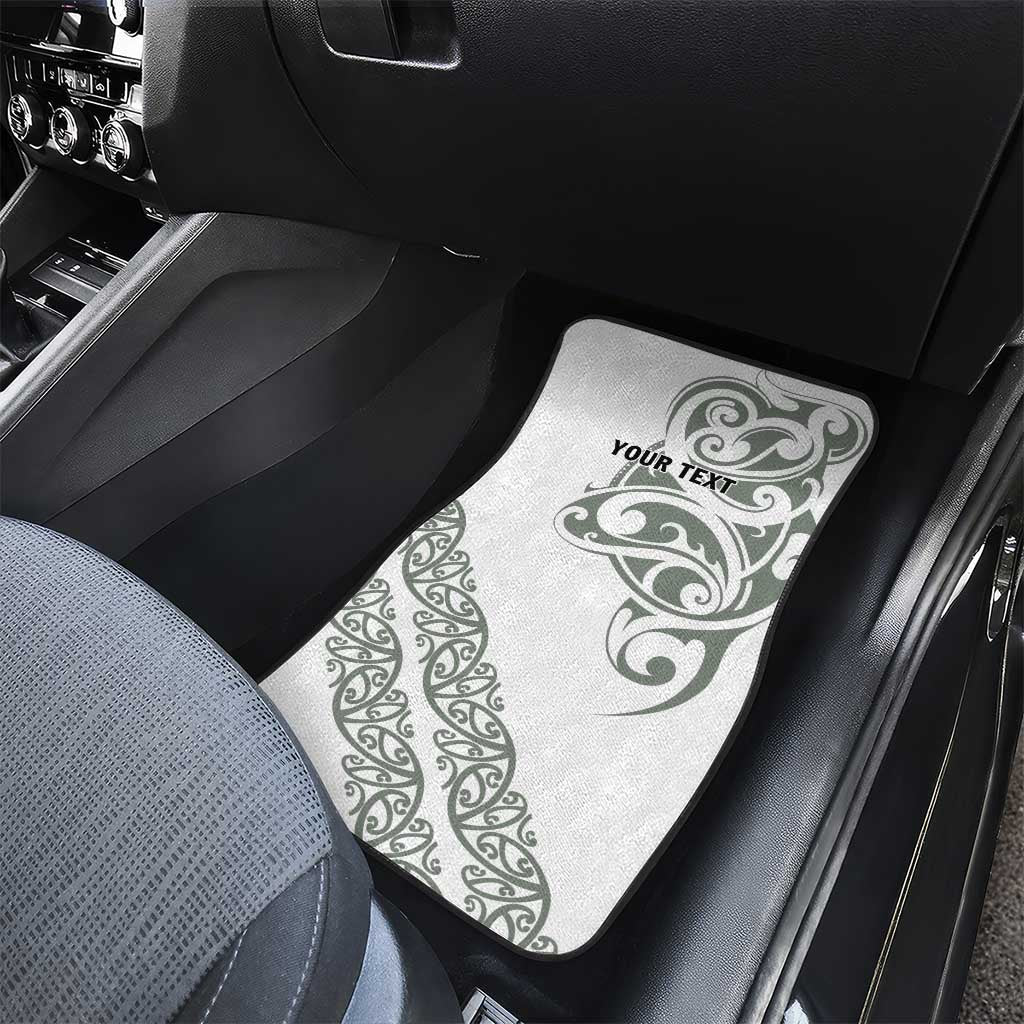 All White Maori Tribal Tattoo Personalised Car Mats Moss Green Polynesian Style - Polynesian Pride