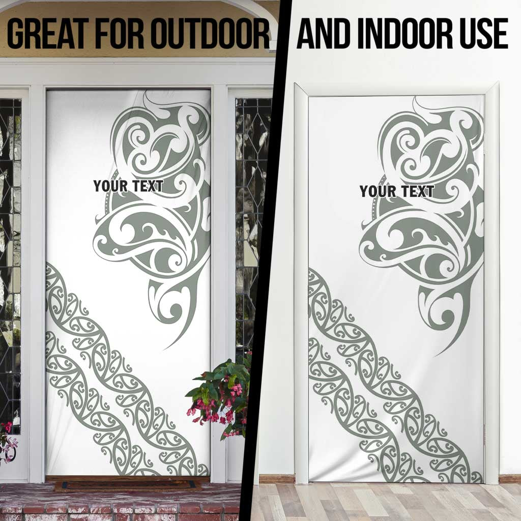 All White Maori Tribal Tattoo Personalised Door Cover Moss Green Polynesian Style - Polynesian Pride