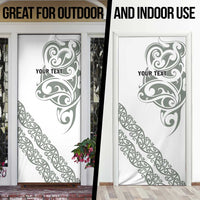 All White Maori Tribal Tattoo Personalised Door Cover Moss Green Polynesian Style - Polynesian Pride