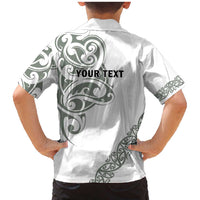 All White Maori Tribal Tattoo Personalised Family Matching Mermaid Dress and Hawaiian Shirt Moss Green Polynesian Style - Polynesian Pride