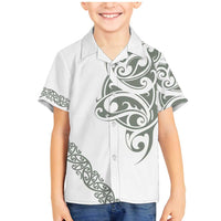 All White Maori Tribal Tattoo Personalised Family Matching Mermaid Dress and Hawaiian Shirt Moss Green Polynesian Style - Polynesian Pride