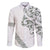 All White Maori Tribal Tattoo Personalised Family Matching Off The Shoulder Long Sleeve Dress and Hawaiian Shirt Moss Green Polynesian Style - Polynesian Pride