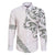 All White Maori Tribal Tattoo Personalised Family Matching Off Shoulder Short Dress and Hawaiian Shirt Moss Green Polynesian Style - Polynesian Pride