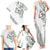 All White Maori Tribal Tattoo Personalised Family Matching Tank Maxi Dress and Hawaiian Shirt Moss Green Polynesian Style - Polynesian Pride