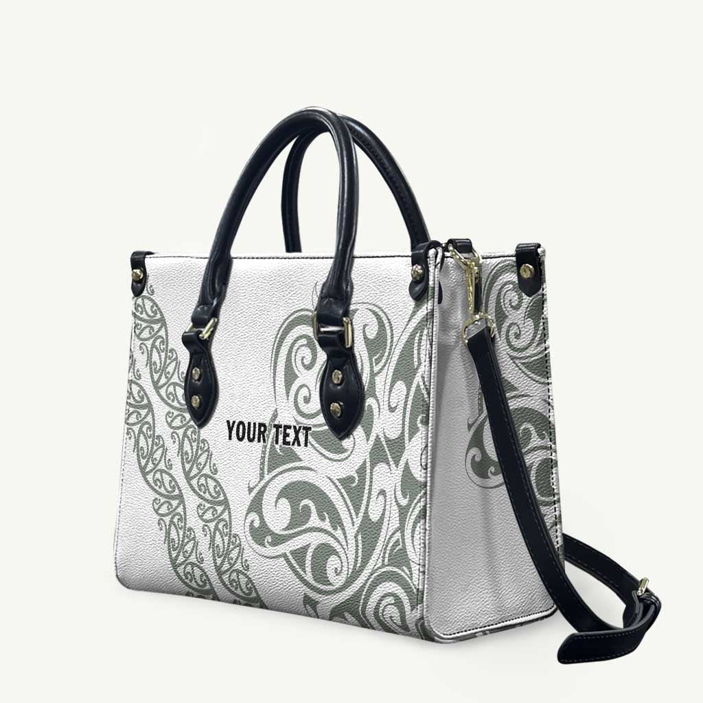 All White Maori Tribal Tattoo Personalised Leather Bag Moss Green Polynesian Style - Polynesian Pride