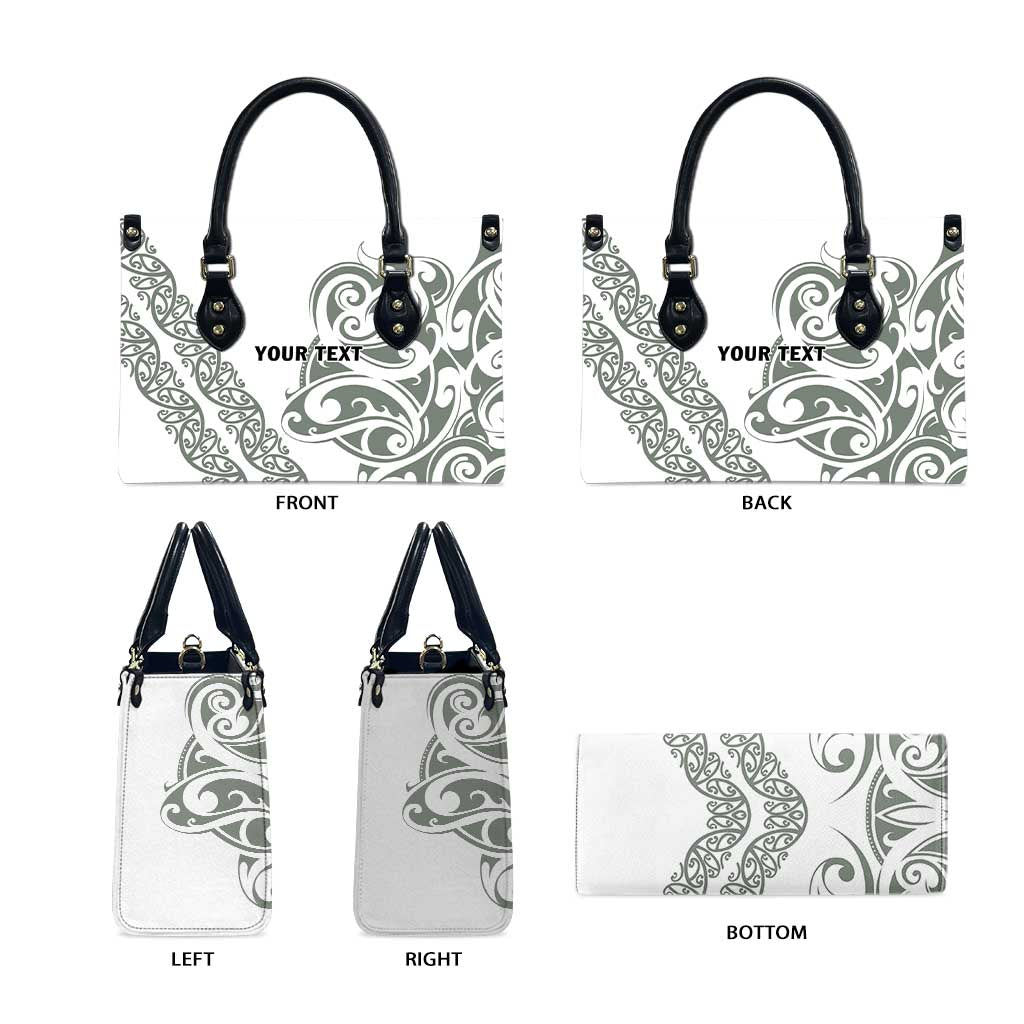 All White Maori Tribal Tattoo Personalised Leather Bag Moss Green Polynesian Style - Polynesian Pride