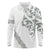 All White Maori Tribal Tattoo Personalised Long Sleeve Polo Shirt Moss Green Polynesian Style - Polynesian Pride