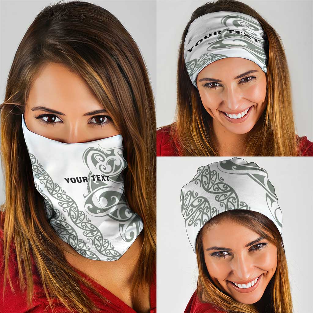 All White Maori Tribal Tattoo Personalised Neck Gaiter Moss Green Polynesian Style LT9