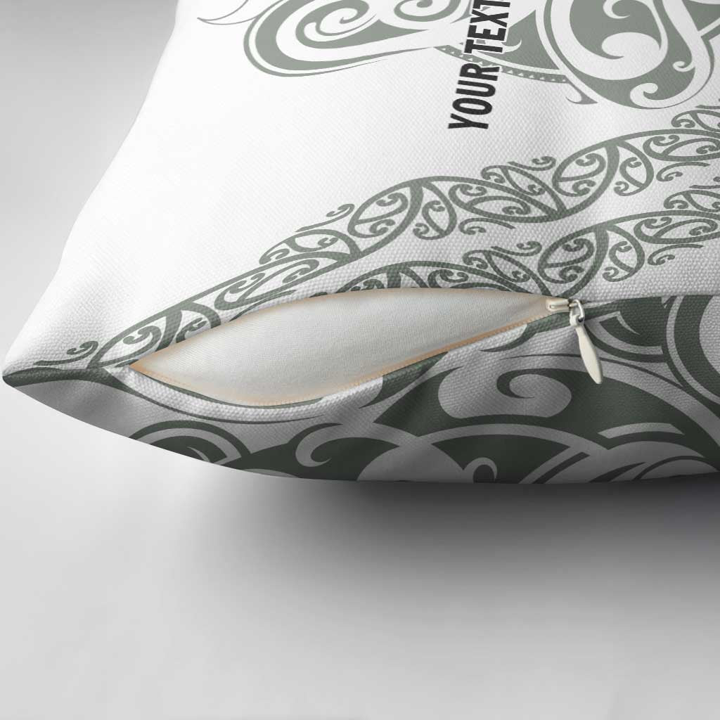 All White Maori Tribal Tattoo Personalised Pillow Cover Moss Green Polynesian Style - Polynesian Pride