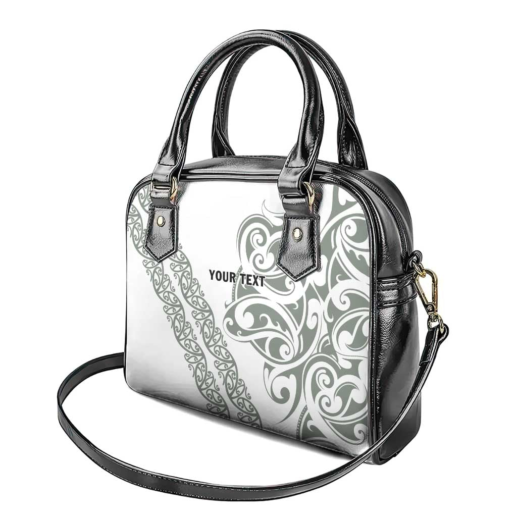 All White Maori Tribal Tattoo Personalised Shoulder Handbag Moss Green Polynesian Style - Polynesian Pride