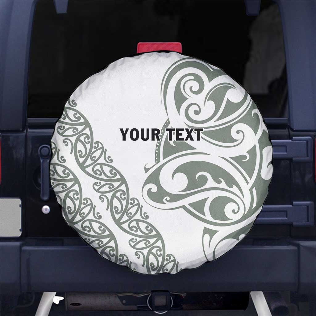 All White Maori Tribal Tattoo Personalised Spare Tire Cover Moss Green Polynesian Style LT9 No hole Green - Polynesian Pride
