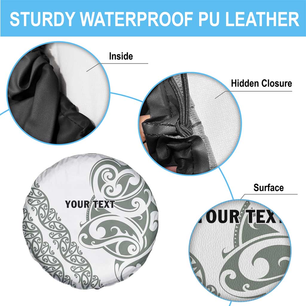 All White Maori Tribal Tattoo Personalised Spare Tire Cover Moss Green Polynesian Style LT9 - Polynesian Pride