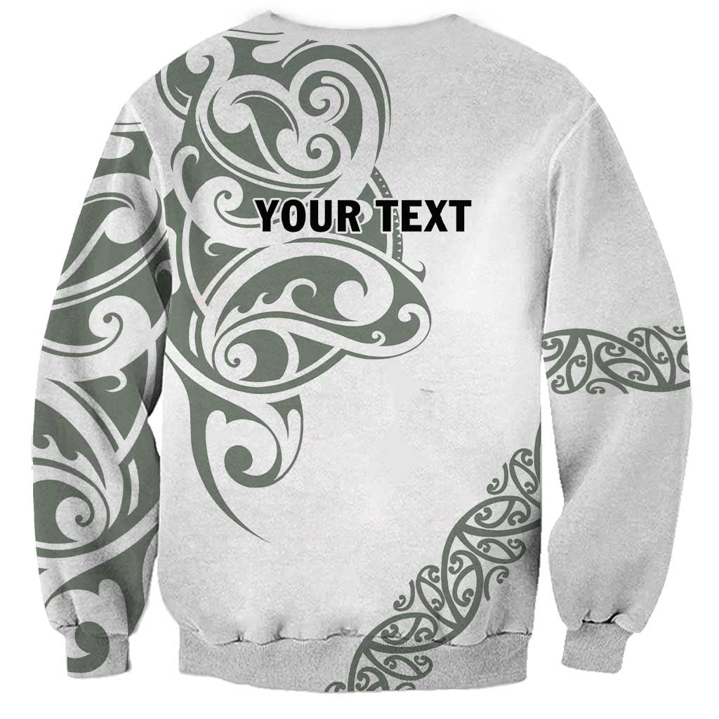 All White Maori Tribal Tattoo Personalised Sweatshirt Moss Green Polynesian Style LT9 - Polynesian Pride