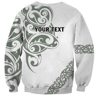 All White Maori Tribal Tattoo Personalised Sweatshirt Moss Green Polynesian Style LT9 - Polynesian Pride