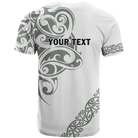All White Maori Tribal Tattoo Personalised T Shirt Moss Green Polynesian Style - Polynesian Pride