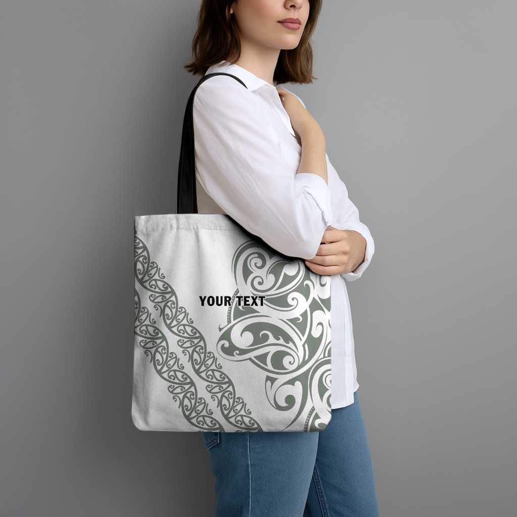All White Maori Tribal Tattoo Personalised Tote Bag Moss Green Polynesian Style - Polynesian Pride