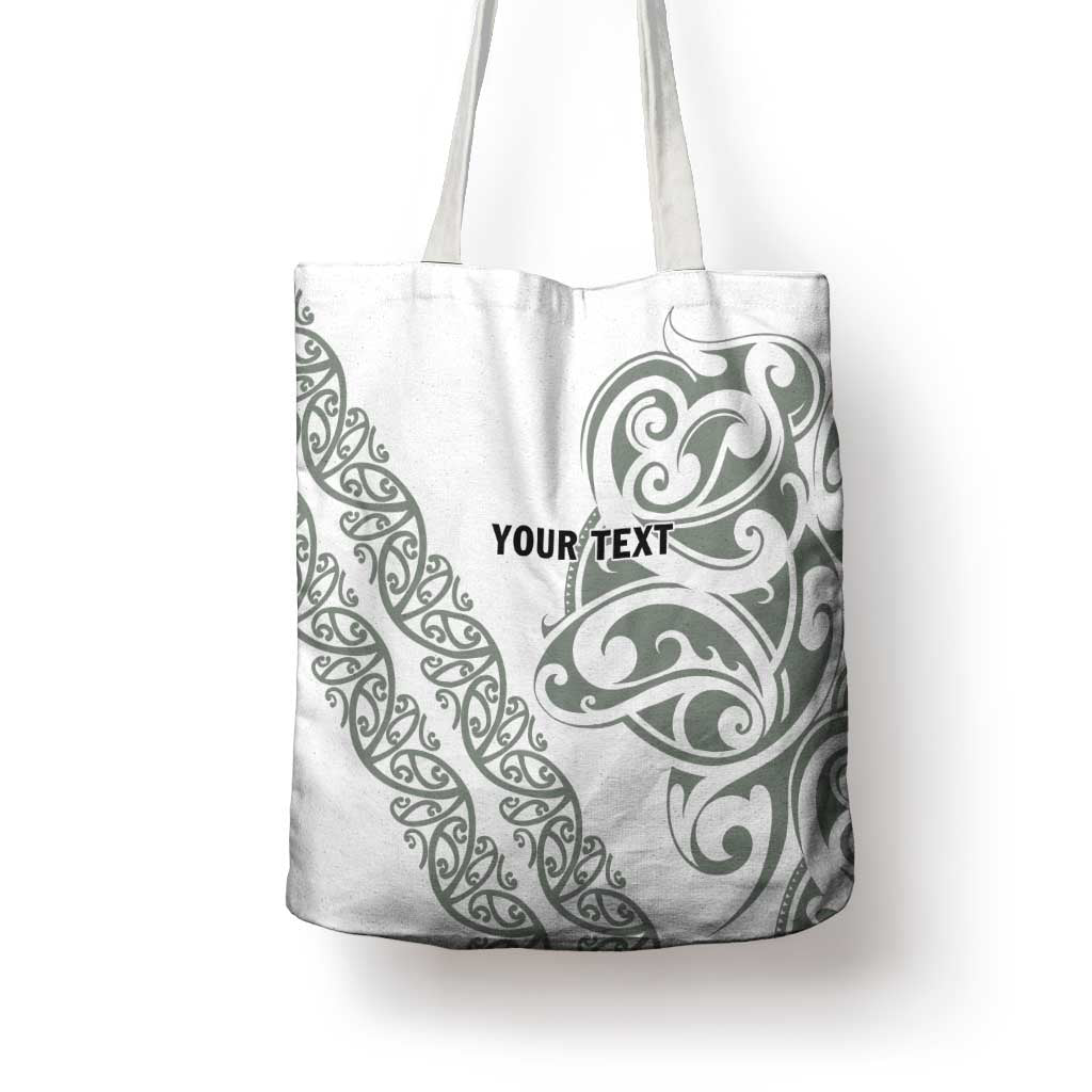 All White Maori Tribal Tattoo Personalised Tote Bag Moss Green Polynesian Style - Polynesian Pride