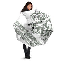 All White Maori Tribal Tattoo Personalised Umbrella Moss Green Polynesian Style - Polynesian Pride