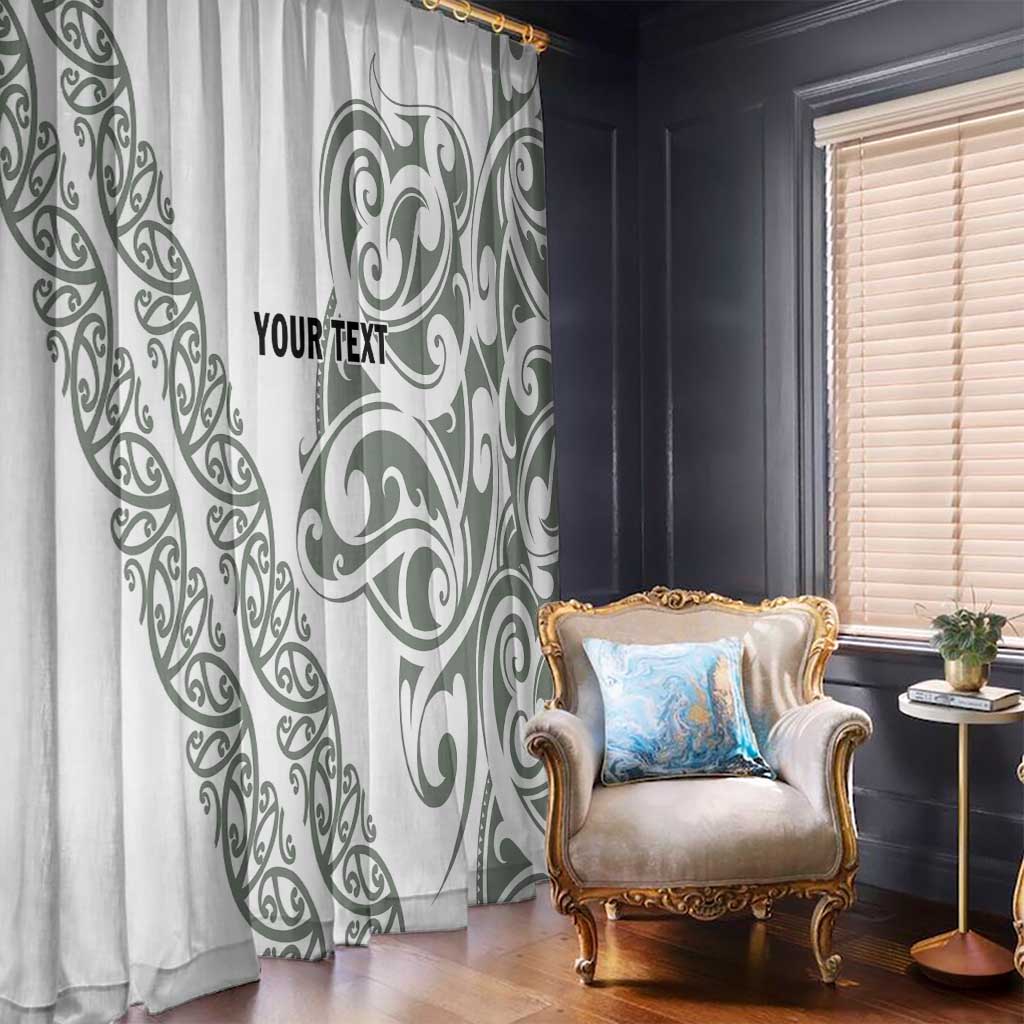 All White Maori Tribal Tattoo Personalised Window Curtain Moss Green Polynesian Style LT9 - Polynesian Pride