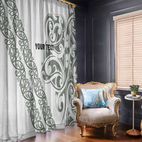 All White Maori Tribal Tattoo Personalised Window Curtain Moss Green Polynesian Style LT9 - Polynesian Pride