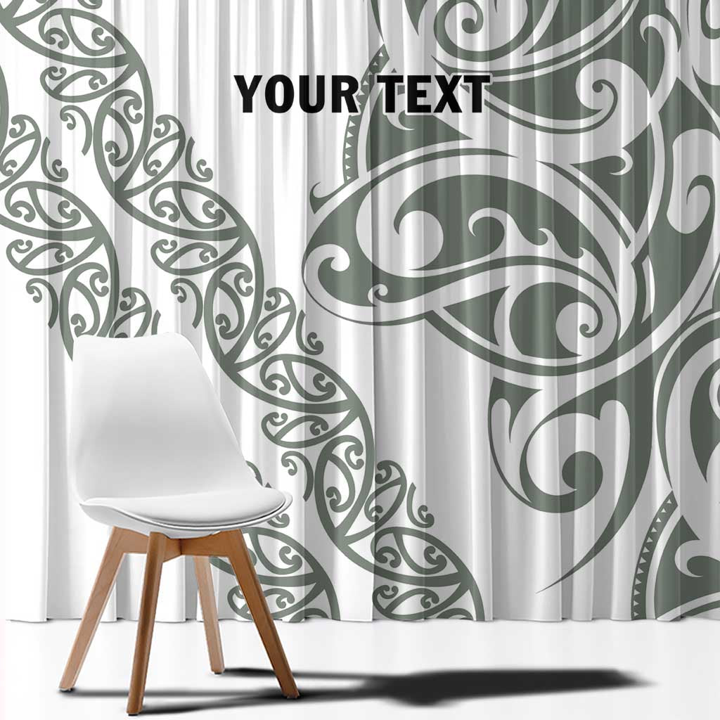 All White Maori Tribal Tattoo Personalised Window Curtain Moss Green Polynesian Style LT9 - Polynesian Pride