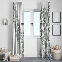 All White Maori Tribal Tattoo Personalised Window Curtain Moss Green Polynesian Style LT9 - Polynesian Pride