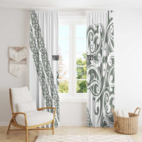 All White Maori Tribal Tattoo Personalised Window Curtain Moss Green Polynesian Style LT9 - Polynesian Pride