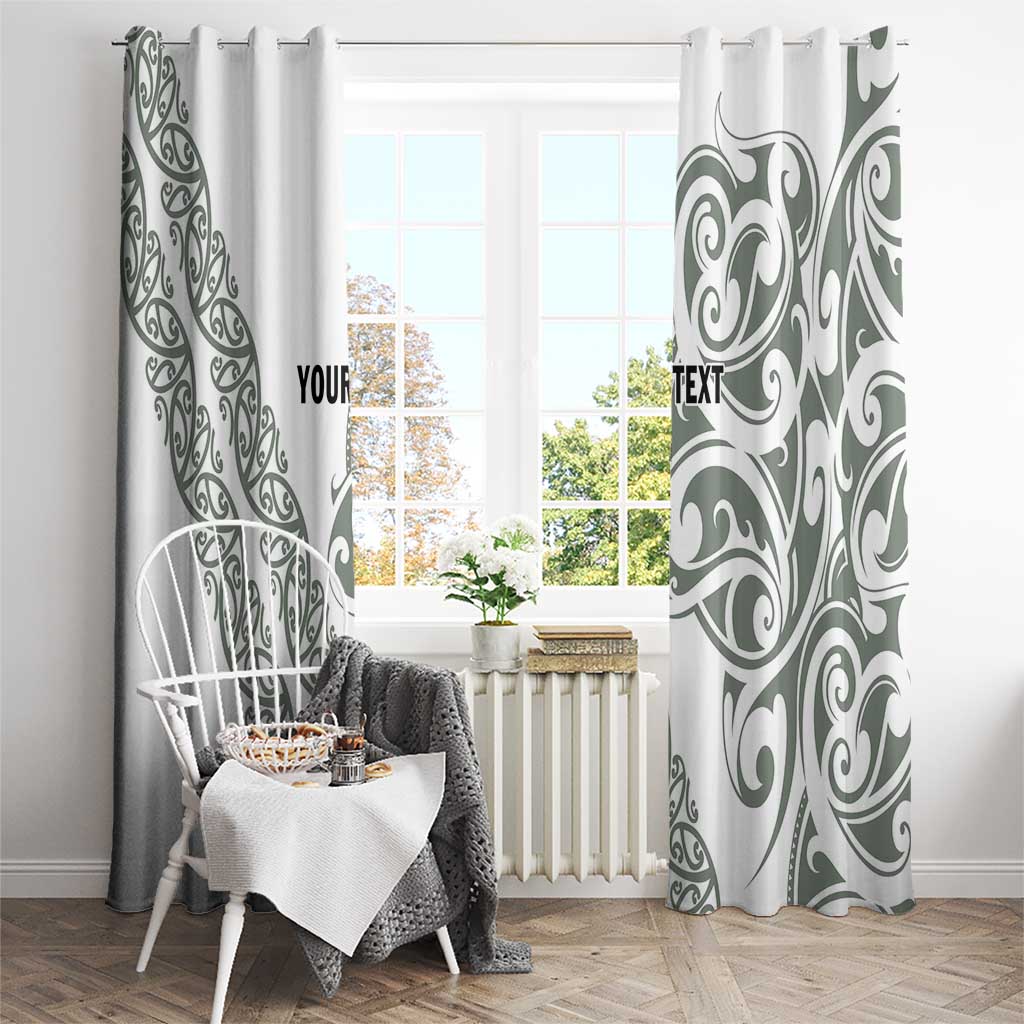 All White Maori Tribal Tattoo Personalised Window Curtain Moss Green Polynesian Style LT9 - Polynesian Pride