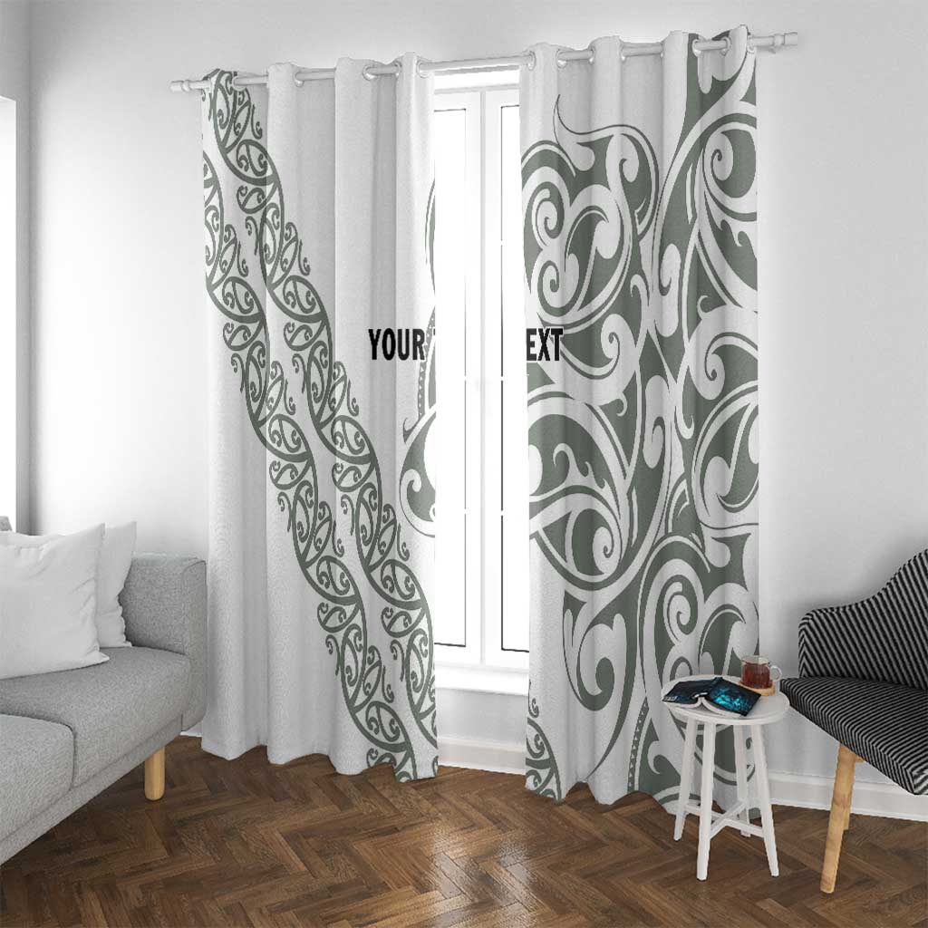 All White Maori Tribal Tattoo Personalised Window Curtain Moss Green Polynesian Style LT9 With Grommets Green - Polynesian Pride
