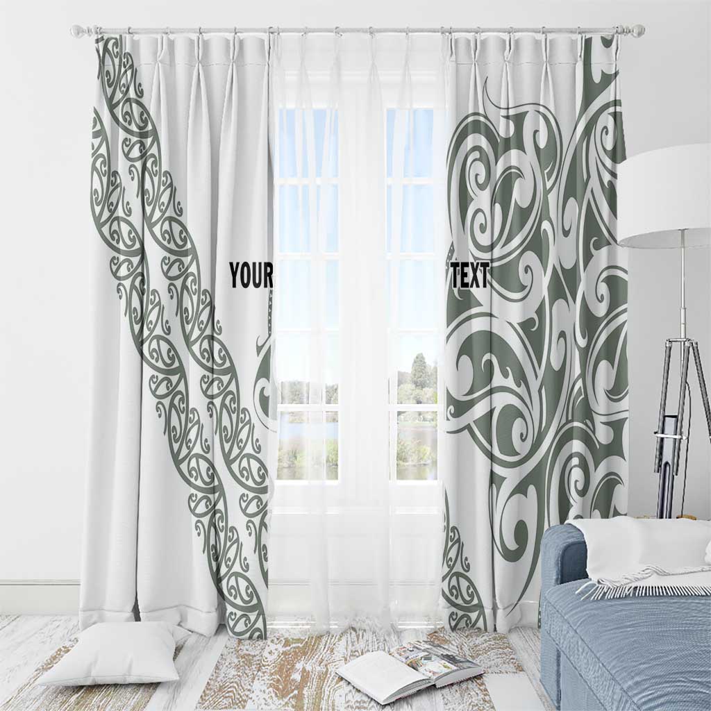 All White Maori Tribal Tattoo Personalised Window Curtain Moss Green Polynesian Style LT9 - Polynesian Pride