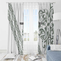 All White Maori Tribal Tattoo Personalised Window Curtain Moss Green Polynesian Style LT9 - Polynesian Pride